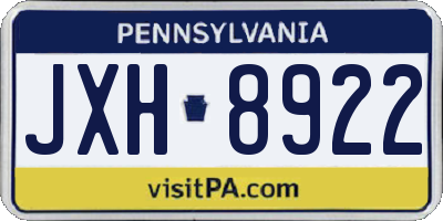 PA license plate JXH8922