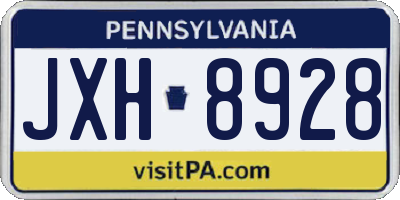 PA license plate JXH8928