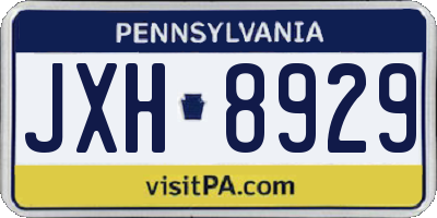 PA license plate JXH8929