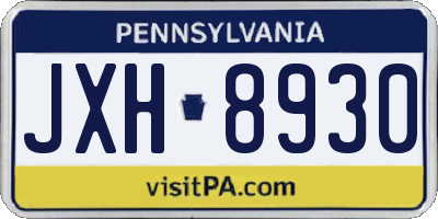 PA license plate JXH8930