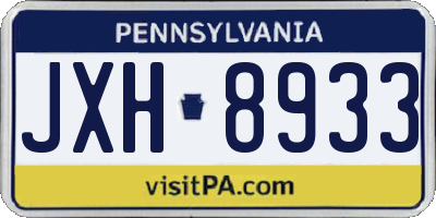 PA license plate JXH8933
