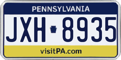 PA license plate JXH8935
