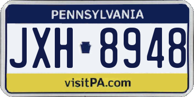 PA license plate JXH8948