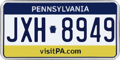 PA license plate JXH8949