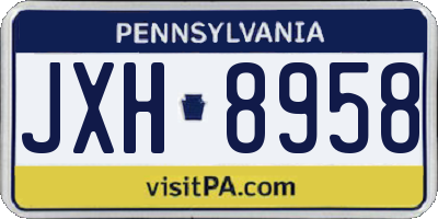 PA license plate JXH8958