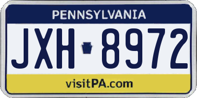 PA license plate JXH8972