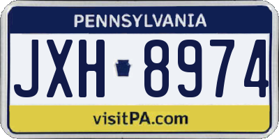 PA license plate JXH8974