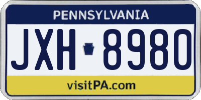 PA license plate JXH8980