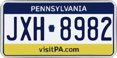 PA license plate JXH8982
