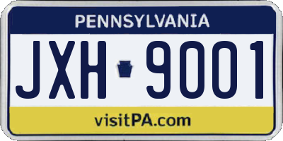 PA license plate JXH9001