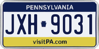 PA license plate JXH9031