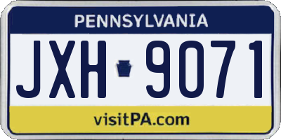 PA license plate JXH9071