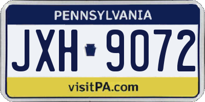 PA license plate JXH9072