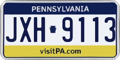 PA license plate JXH9113