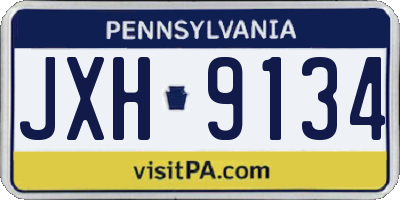 PA license plate JXH9134