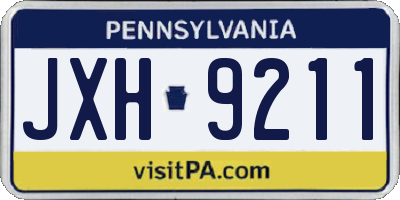 PA license plate JXH9211