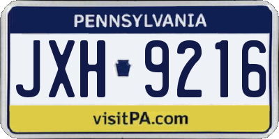 PA license plate JXH9216