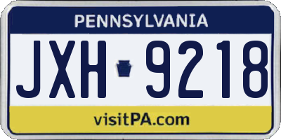 PA license plate JXH9218