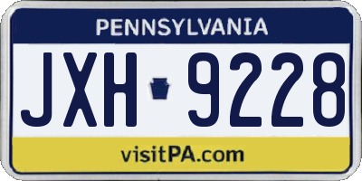 PA license plate JXH9228