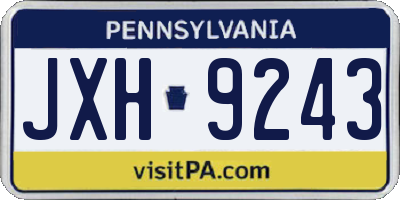 PA license plate JXH9243