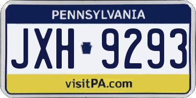 PA license plate JXH9293
