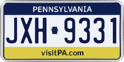 PA license plate JXH9331