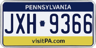 PA license plate JXH9366