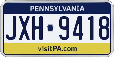 PA license plate JXH9418