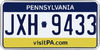 PA license plate JXH9433