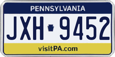 PA license plate JXH9452