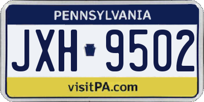PA license plate JXH9502