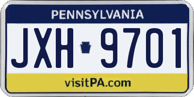 PA license plate JXH9701