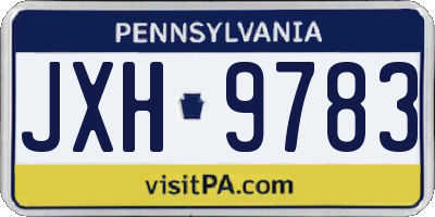 PA license plate JXH9783