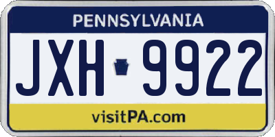 PA license plate JXH9922
