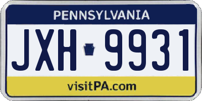 PA license plate JXH9931