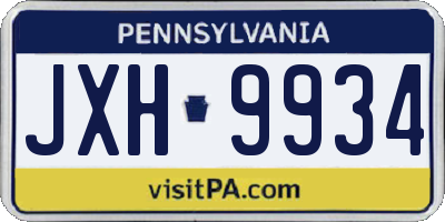 PA license plate JXH9934