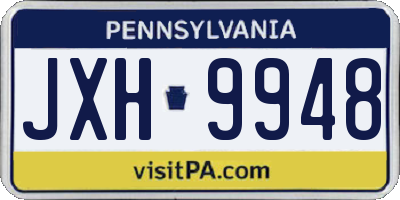 PA license plate JXH9948