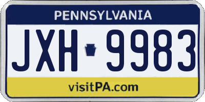 PA license plate JXH9983