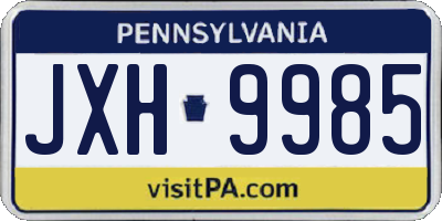 PA license plate JXH9985