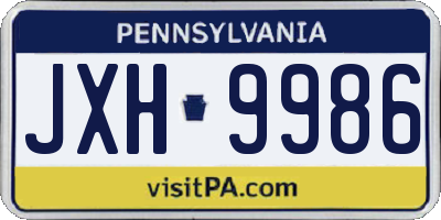 PA license plate JXH9986