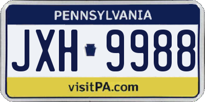 PA license plate JXH9988