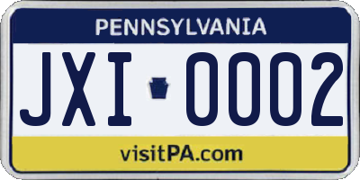PA license plate JXI0002