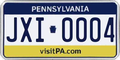 PA license plate JXI0004