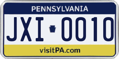 PA license plate JXI0010