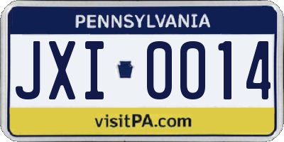 PA license plate JXI0014