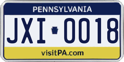 PA license plate JXI0018