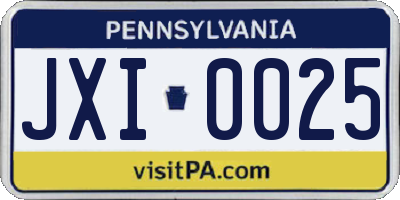 PA license plate JXI0025