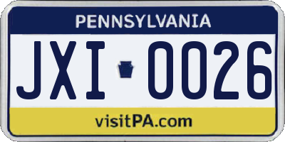 PA license plate JXI0026