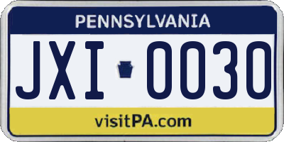 PA license plate JXI0030