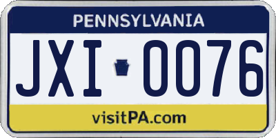 PA license plate JXI0076
